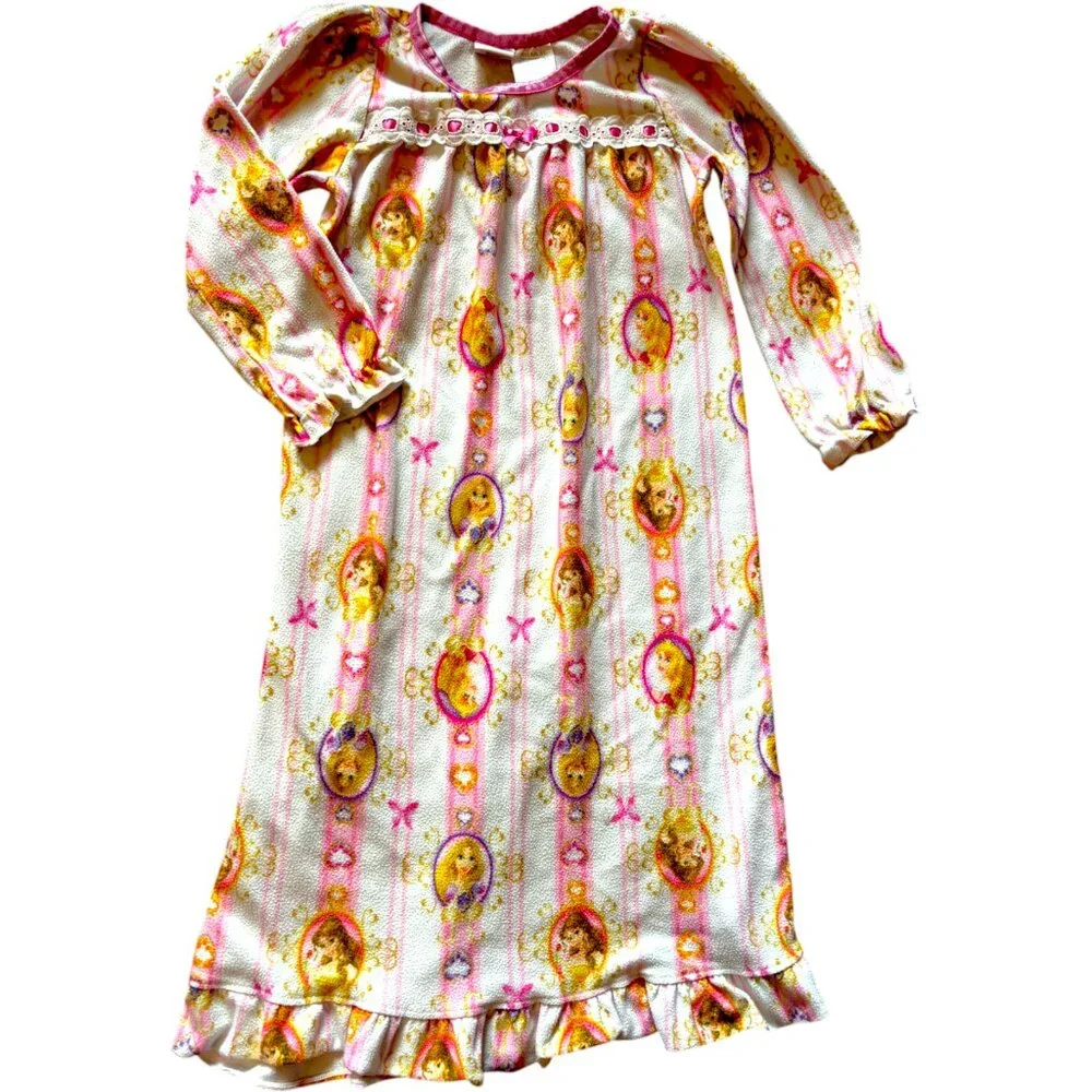 Disney Princess Toddler‎ Girl 5t Flannel Granny Nightgown Belle Aurora Rapunzel